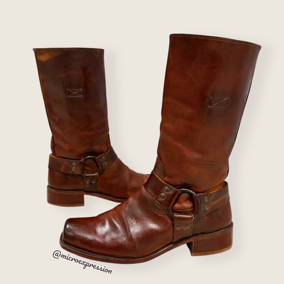 Frye Harness 12R Brown Cavalry Southwestern Cowboy Real Leather Distressed Boots - Picture 15 of 15